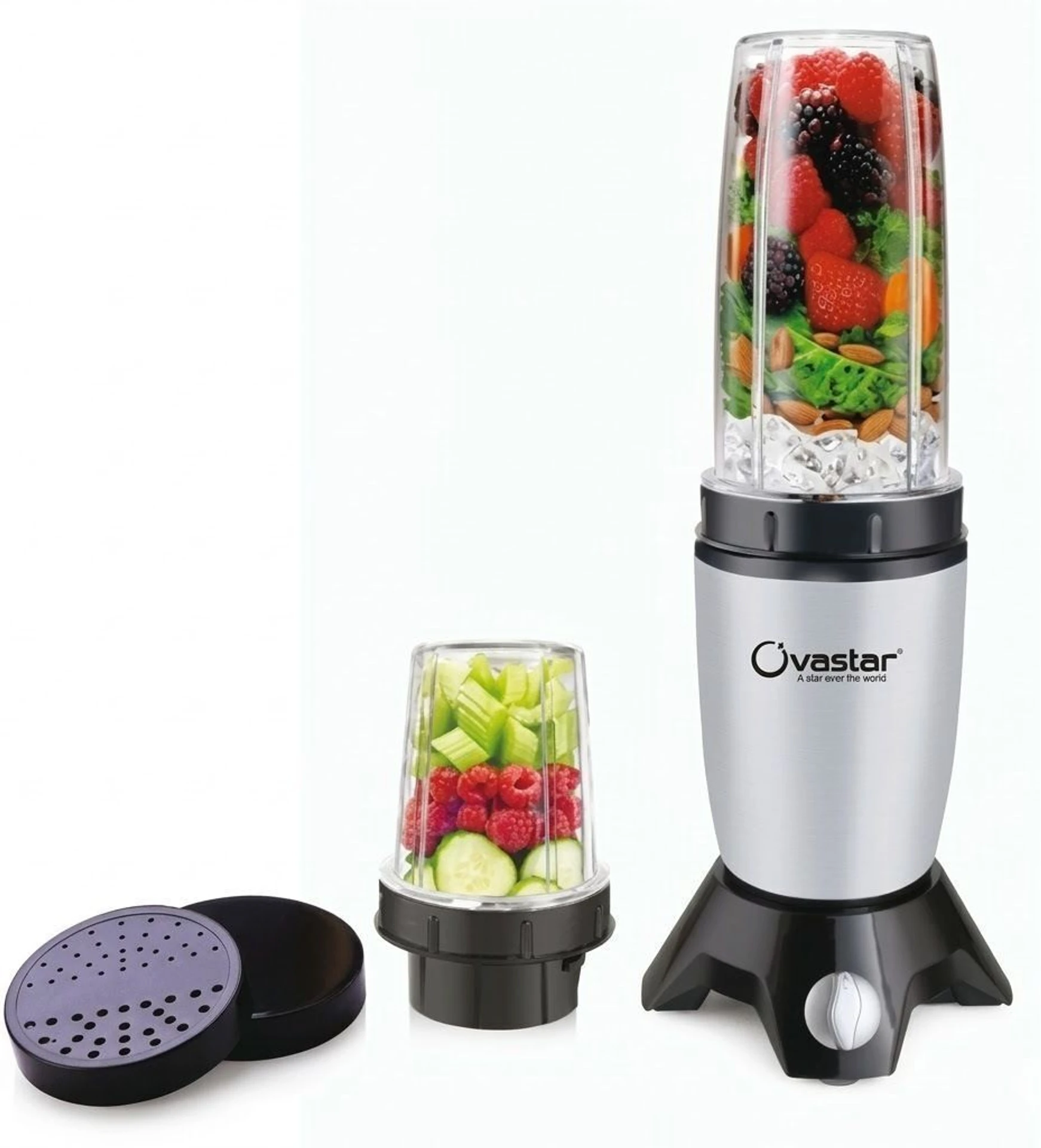 ovastar international Nutri Blender 500 W Mixer Grinder (OWMG - 4290 | 2 Jars | Silver, 