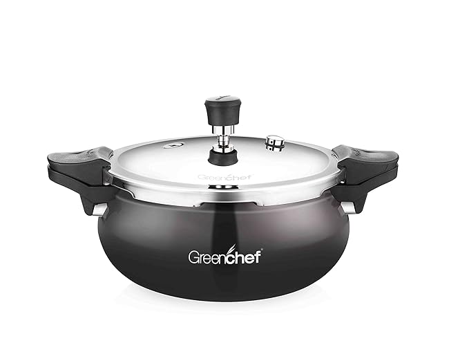 GreenChef Aluminium Pressure Cooker, 3 Ltrs (Black)