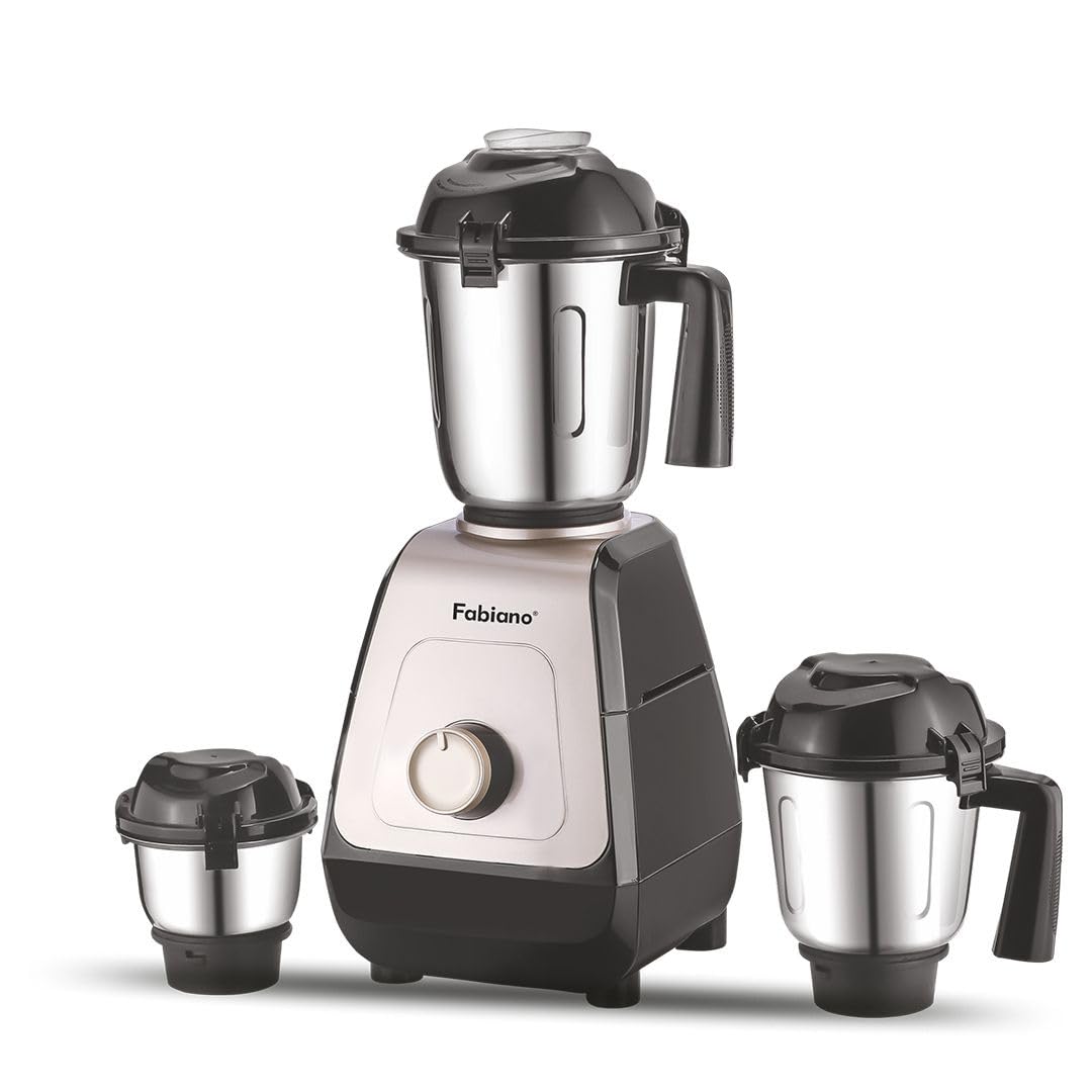 Fabiano 750 Watt Mixer Grinder Juicer Set – 3 Stainless Steel Jars, Copper Motor, ISI Approved, 5 Year Warranty | Powerful Mixer Grinder for Kitchen