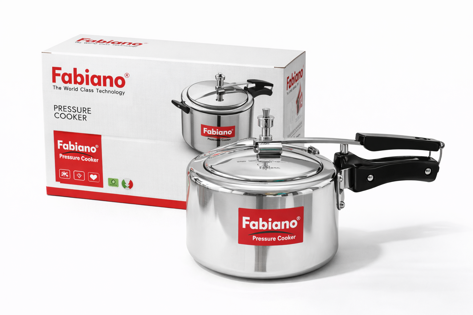 Fabiano Stainless Steel Pressure Cooker (Induction & Gas Compatible, Heavy Duty, Safe Lock Lid)